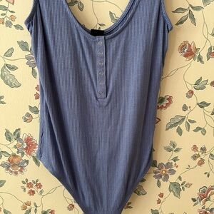 Blue Ribbed Women's Top